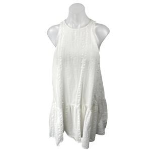 Urban Outfitters Maisy White Sleeveless Ruffle Racerback Mini Tank Shift Dress M